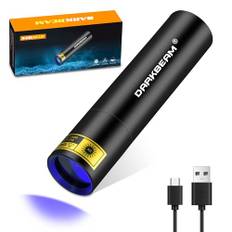 DARKBEAM UV-ficklampa, UV-lampa med ljus på 365 nm, uppladdningsbar, Wood’s-lampa, black light, USB, liten mini-ficklampa med svart ljus, LED-lampa för harts, bärnsten, urindetektor för husdjur