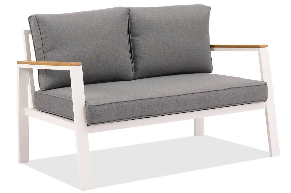 Zakintos tvåsitssoffa i aluminium vit Garden Point