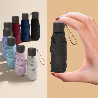 Kompakt bärbart hopfällbart paraply, lätt och litet för dagligt bruk och resor, UV-skydd - Multifärgad (Femfaldigt paraply/svart,Femfaldigt paraply/lavendel,Femfaldigt paraply/rosa)
