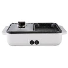 Elektrisk grillpanna 2 hastigheter Hushålls multifunktionell liten 2L Hot Pot Grill En Pot 1200W High Power Sovsal Mini Grillmaskin EU Plug