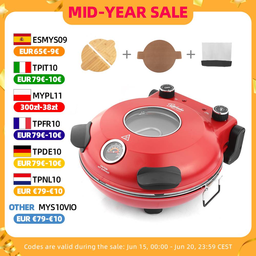 12-Inch Indoor Electric Pizza Maker, 1200W Ceramic Stone Oven with Dual Precise Temp Control & 420℃ Fast Heating