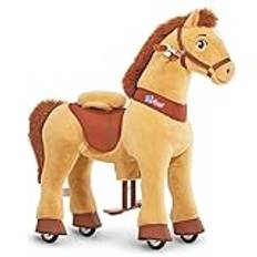 PonyCycle 2023 nya modell E Gungande Ponny Leksak med Broms Rid på Häst för Toddler (Ljusbrun/Storlek 4 för ålder 4-8) Ponny Skoter Ute Inneleksaker för Pojkar Flickor - E436