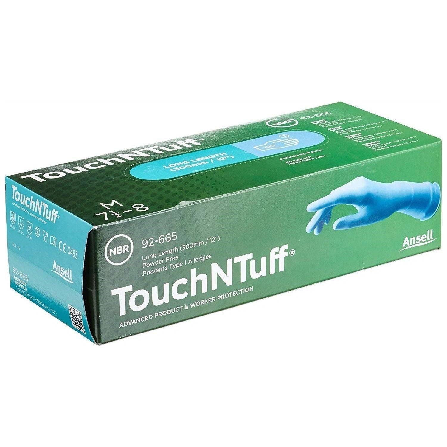 ANSELL TOUCH & TUFF 92-665 nitril blå u/p 30 cm - Blå / XL | Handsker | AQL 1.5 | EN ISO 21420