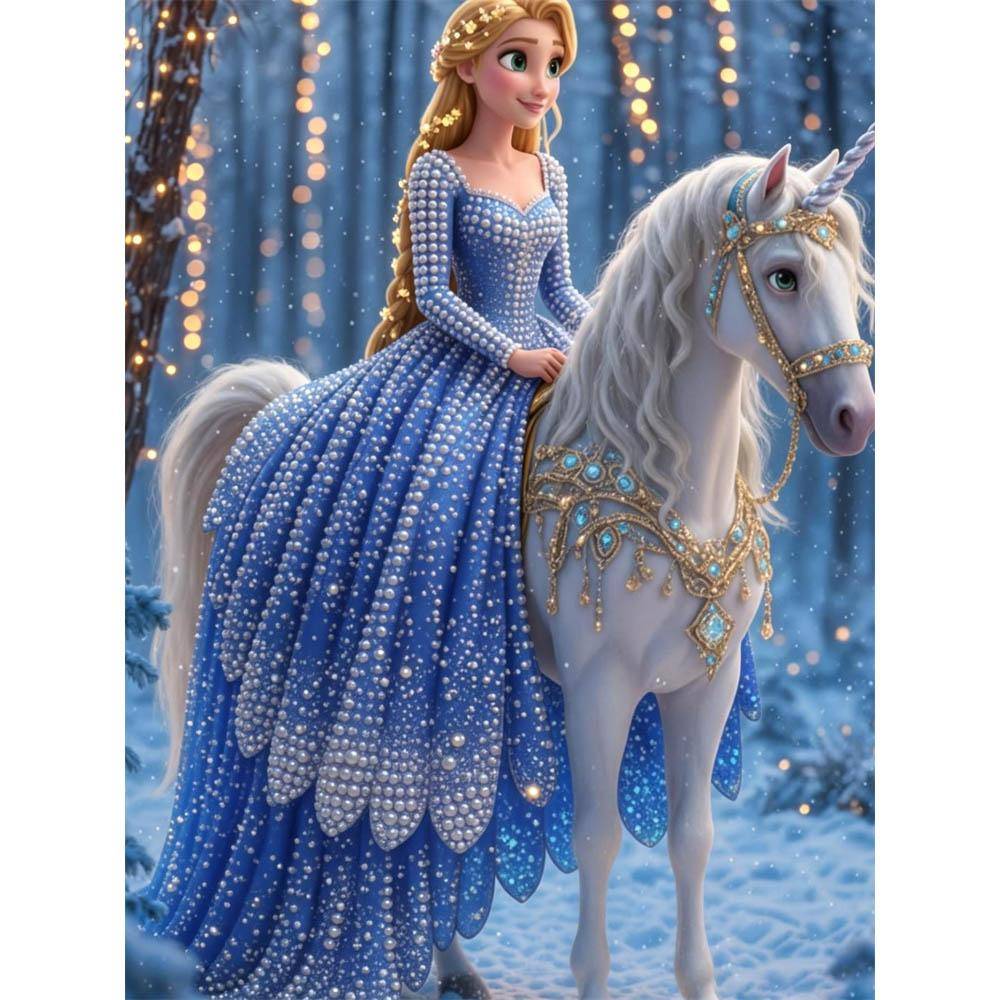 Disney Pearl Painting Rapunzel Unicorn Snow Forest Creative Art 5D Pearl Embroidery Cross Stitch Kit Handmade DIY Home and Room Decor Gift 35x45cm