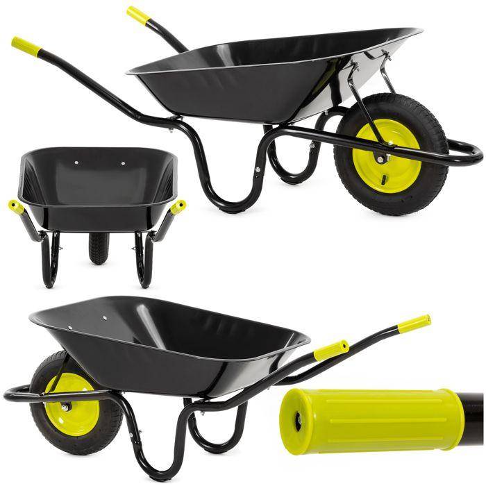 Brouette de jardin - SPRINGOS - GA0257 - Cuve acier galvanisé 120 L - Roue pneumatique - Charge 100 kg