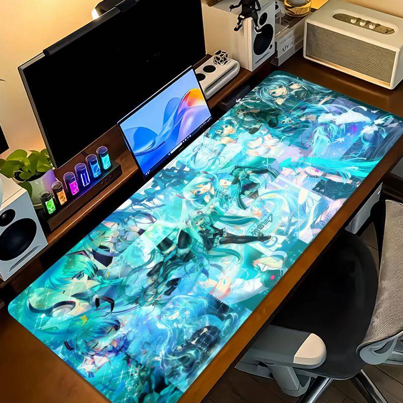 Anime Hatsune Color Mouse Pad Large Gaming Table Cushion Non-slip Laptop Tablet Big Mousepad XXL Mat Mini PC Playmat With Lock edge