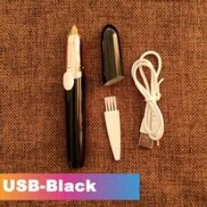 Elektriska ögonbrynstrimmer smärtfri ögonbryn epilator mini rakapparat rakhyvlar bärbar ansiktshårborttagare för kvinnor - Svart-usb