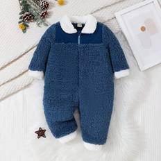 Bebis Pojkar Lång Ärm Fleece Dragkedja Overaller , Höst Och Vinter Nytt - Blå (6-9M,9-12M,12-18M,18-24M,1-3M,3-6M)