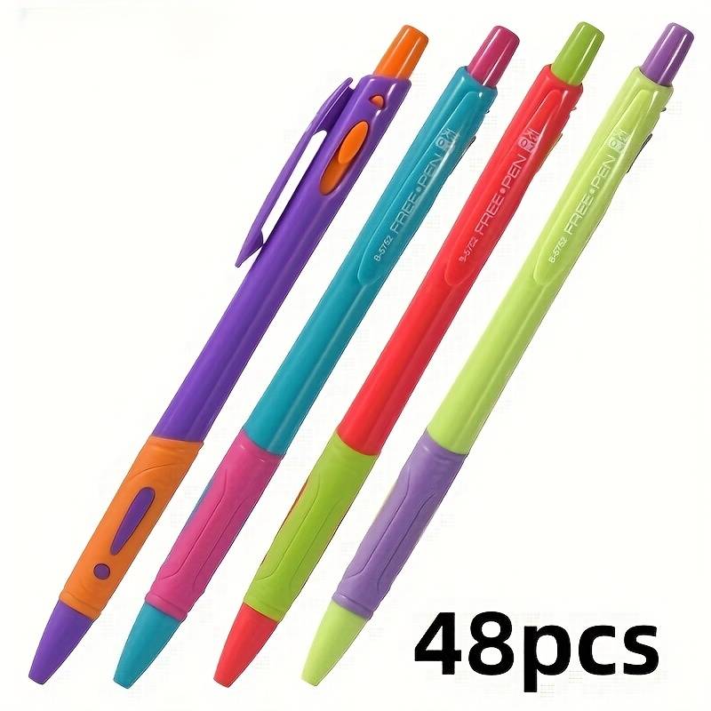 48-pack Side Jump Plastic Ballpoint Pen 0.7mm Easy Mark Ballpoint Pen Blue Ink Smooth Writing, Continuous Ink, Strong Toughness
