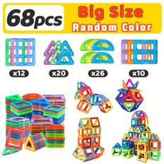 TEMU Magnetic Blocks Building Toys For ,big Size Magnet Stem Toys Learning Educational Set Magnet Toys For Toys For Age 3-6 Birthday Gifts Magnet Gift Random Color
