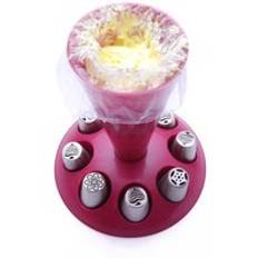 Plastic pastry piping bag and nozzle holder cake decorating cream stand