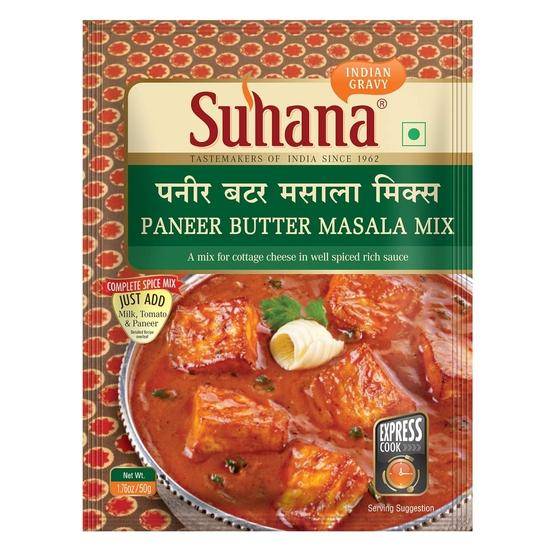 Suhana Paneer Butter Masala 50g Påse | Kryddblandning | Lätt att laga | Förpackning med 6