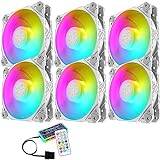 ELLENNE 6X VIT FANS LED ARGB FÄRGLÖD PC FANS 120MM WHITE HUB RGB LED MED SYNC AURA REMO 3 PIN TYST LUFTFLÖDE HÖG FÖR DESKTOP-KYLNING