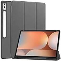 Kompatibel med Samsung Galaxy Tab S10 Ultra 14,7 tum 2024 SM-X920 surfplatta fodral ultratunt fodral, automatisk vakna sömn skyddsfodral för Galaxy Tab S10 Ultra 5G smart fodral med pennhållare (grå)