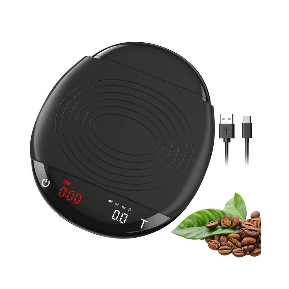 Espressovåg med Timer - Digital Kaffevåg 2 Kg/0,1 G Noggrannhet Överhällning för Köksmatmätning och Bakning