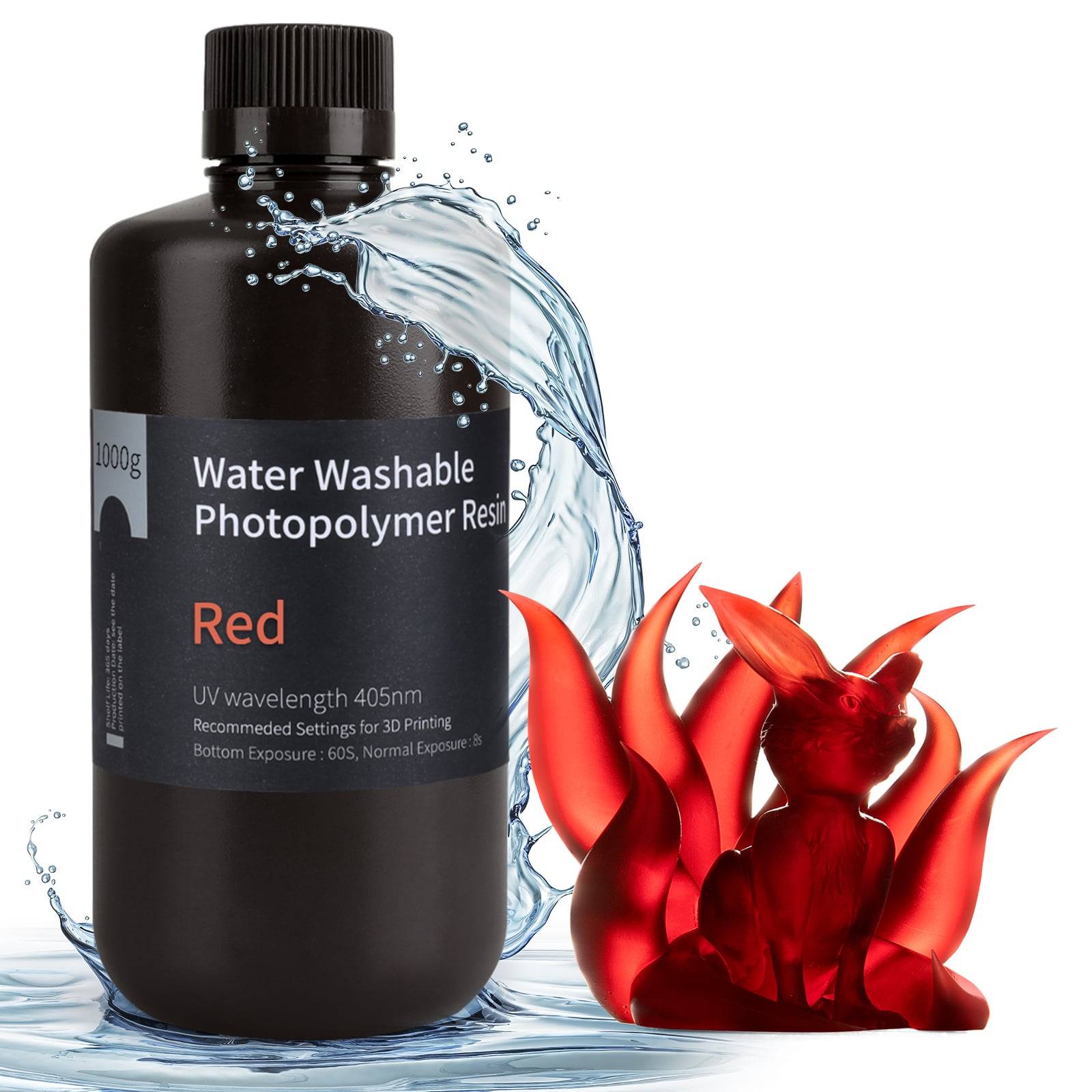 Elegoo Water-Washable Resin - 1 kg - Red.