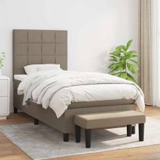 vidaXL Ramsäng med madrass taupe 90x190 cm tyg