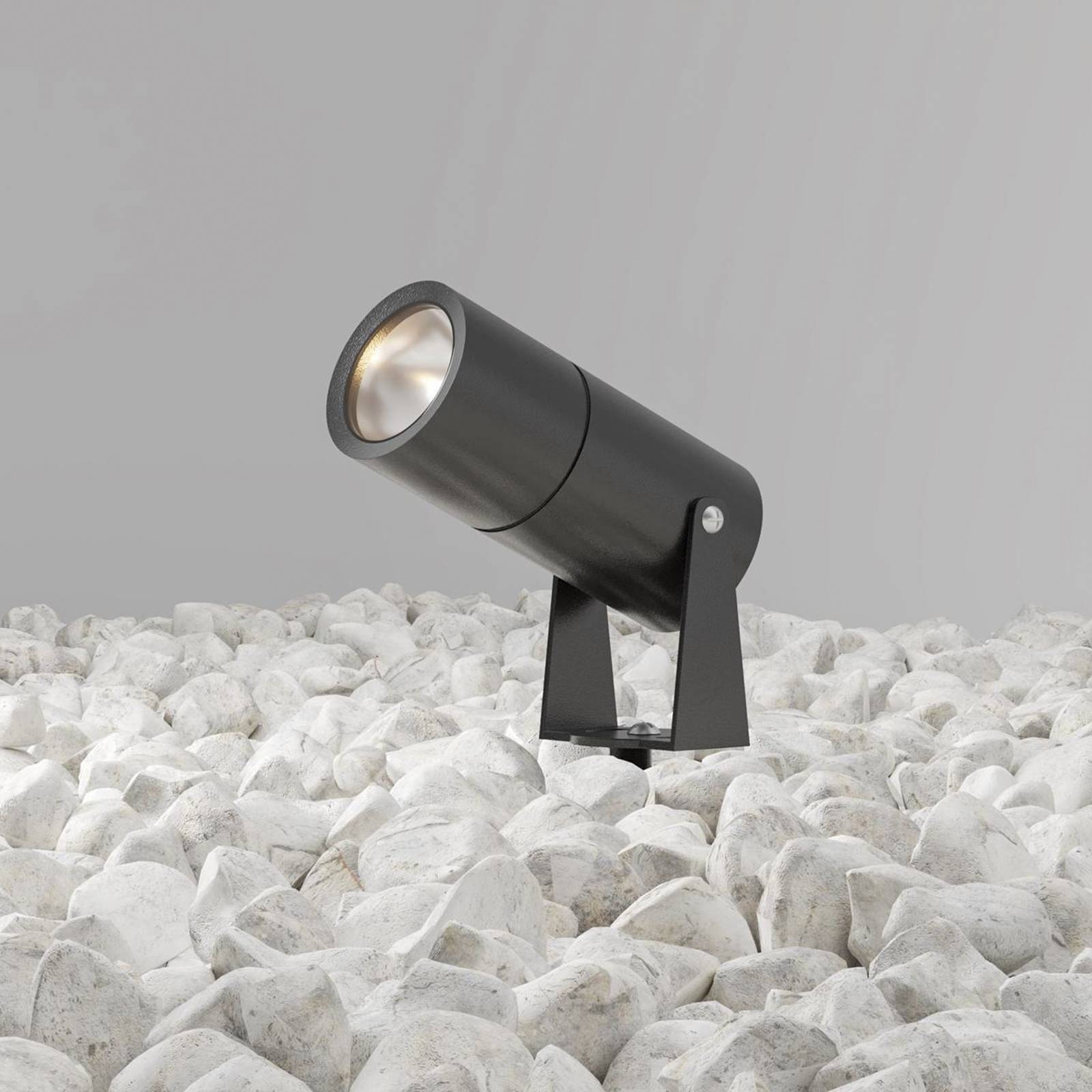 Maytoni LED-markspettspotlight Bern, grafit, Ø5,5cm, 5W, IP65 Bern, Aluminium / grå / zink, Aluminium / grå / zink