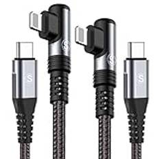 iPhone USB C 90 graders kabel 2Pack-3 meter, iPhone-kabel,Snabb laddning PD, flätad nylon, kompatibel med iPhone 14