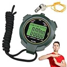 Sport stoppur: Digital sport stoppur timer med rostfritt stål visselpipa, vattentät digital handstoppur med klocka, 1/100 sekunders precisionstimer, digital stoppur för fotboll, löpning, simning
