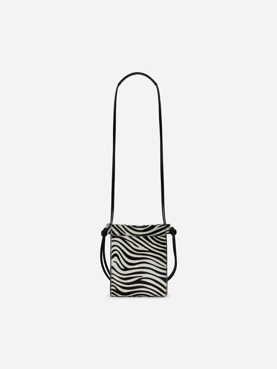 ARKET Zebra-Print Leather Crossbody Bag -Black, ONESIZE