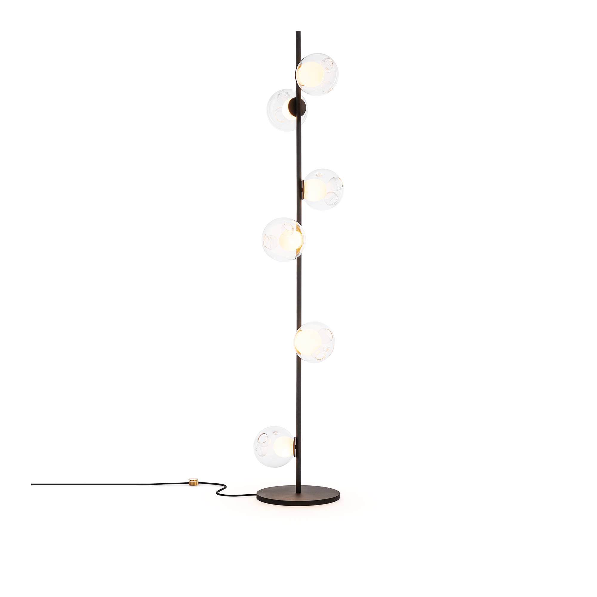 Bocci - 28.6 Stem Floor 6 Inches, Clear Pendants, Black Stem - Standerlamper - Omer Arbel - Sort