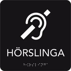 UniGraphics 6705382 Skylt hörslinga, taktil, 150 x 150 mm Svart, vit text