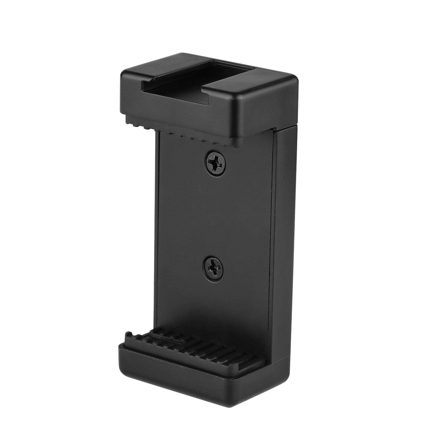 Adapter för telefonstativfäste Telefonhållarklämma med dubbla 1/4-gängade kallsko för stativselfie svart