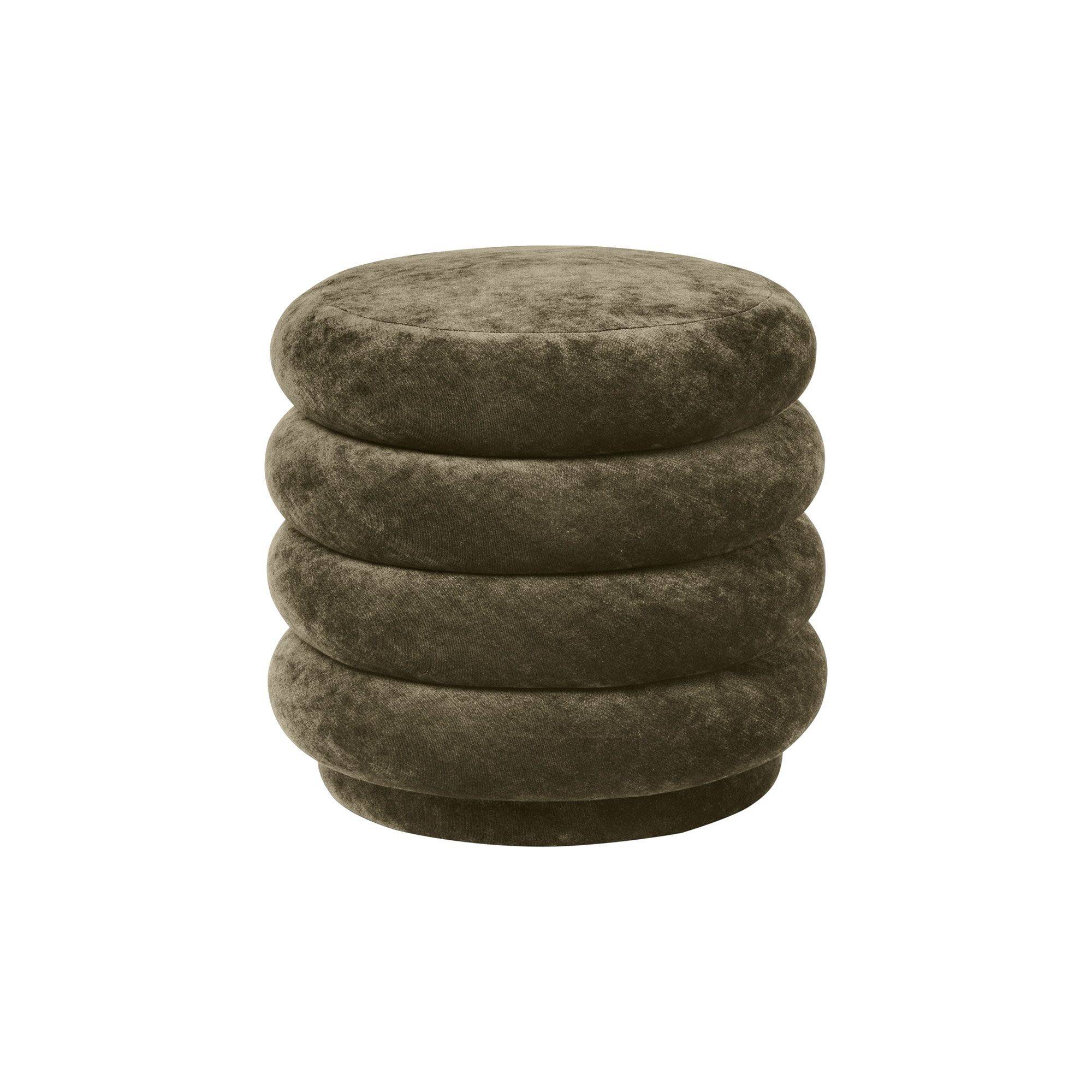 Rund Puf Faded Velvet Forest