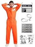Dzorim Halloween fångoverall kostym herr häftade sparkdräkt orange fångad overall män kvinnor orange prison jumpsuit prisoner outfit kostym cosplay