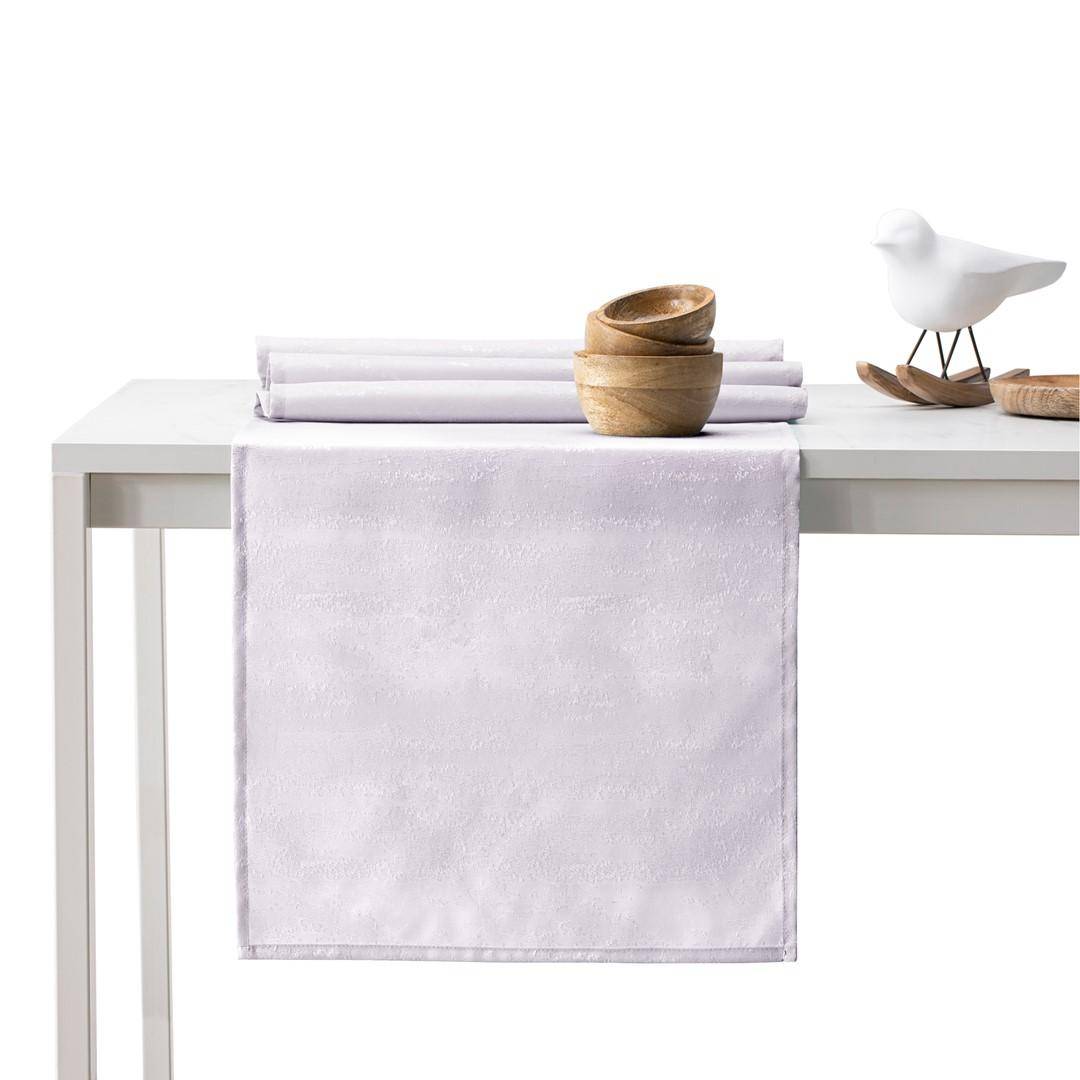 Dug sæt lilla - AmeliaHome Vesta, præget, 115×250 + bordløber 35×250