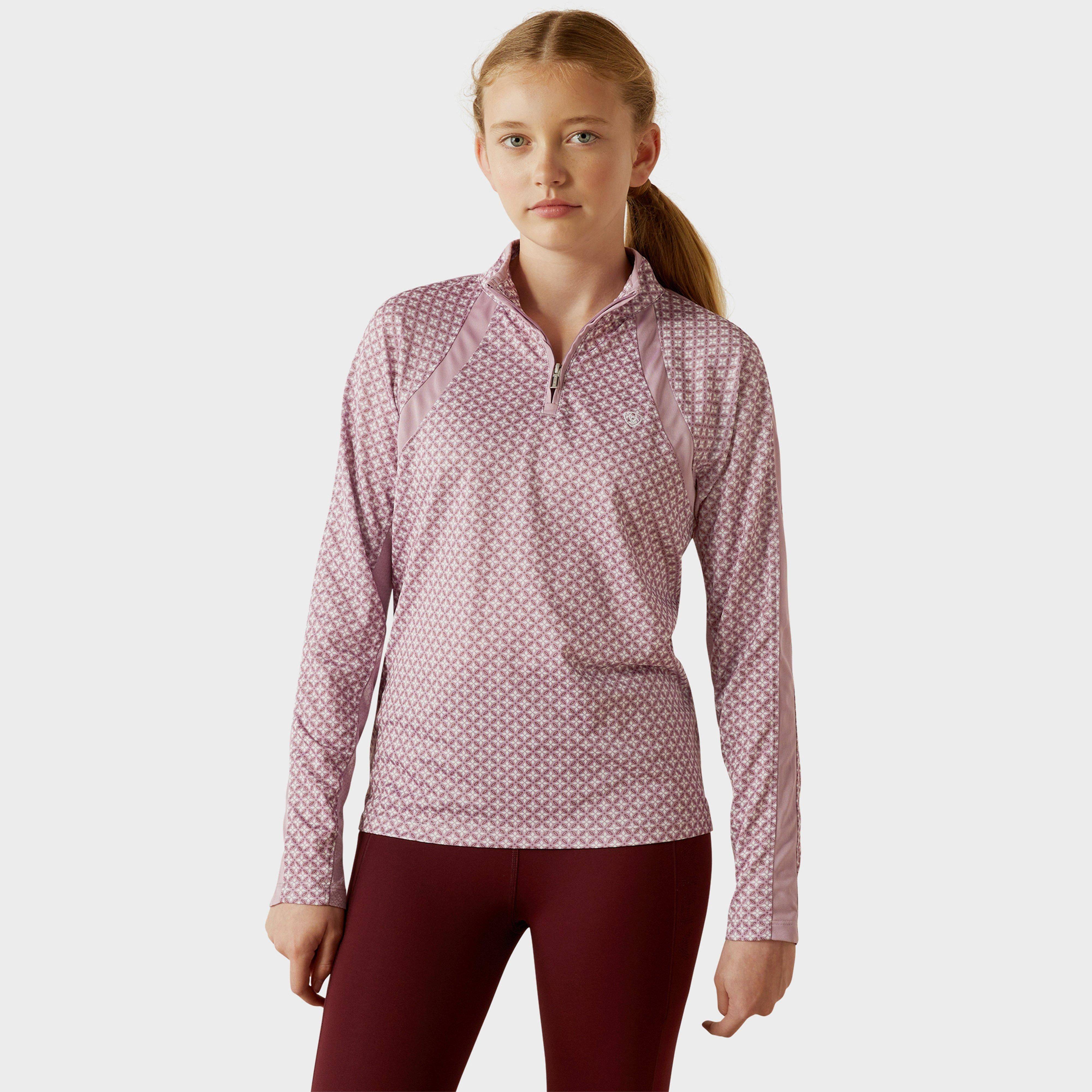 Ariat Kids Sunstopper 3.0 1/4 Zip Base Layer, Lavender Mist Tile