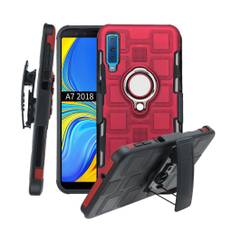 Samsung Galaxy A7 (2018) geometrisk mønsret hybrid etui - Rød