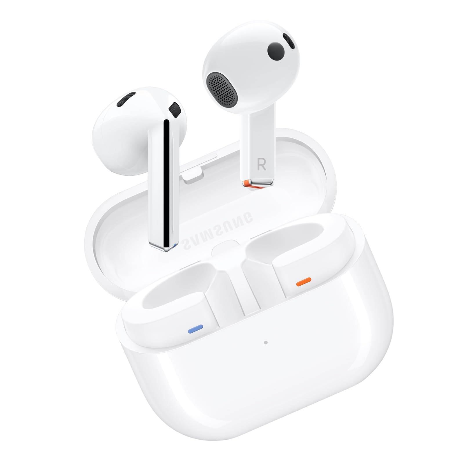 Galaxy Buds3 Vit l Galaxy AI-kompatibel l Trådlösa hörlurar Huvudenhet Enhet l Äkta Samsung l Släpptes 2024 l Brusreducering l 3D-ljud l vit