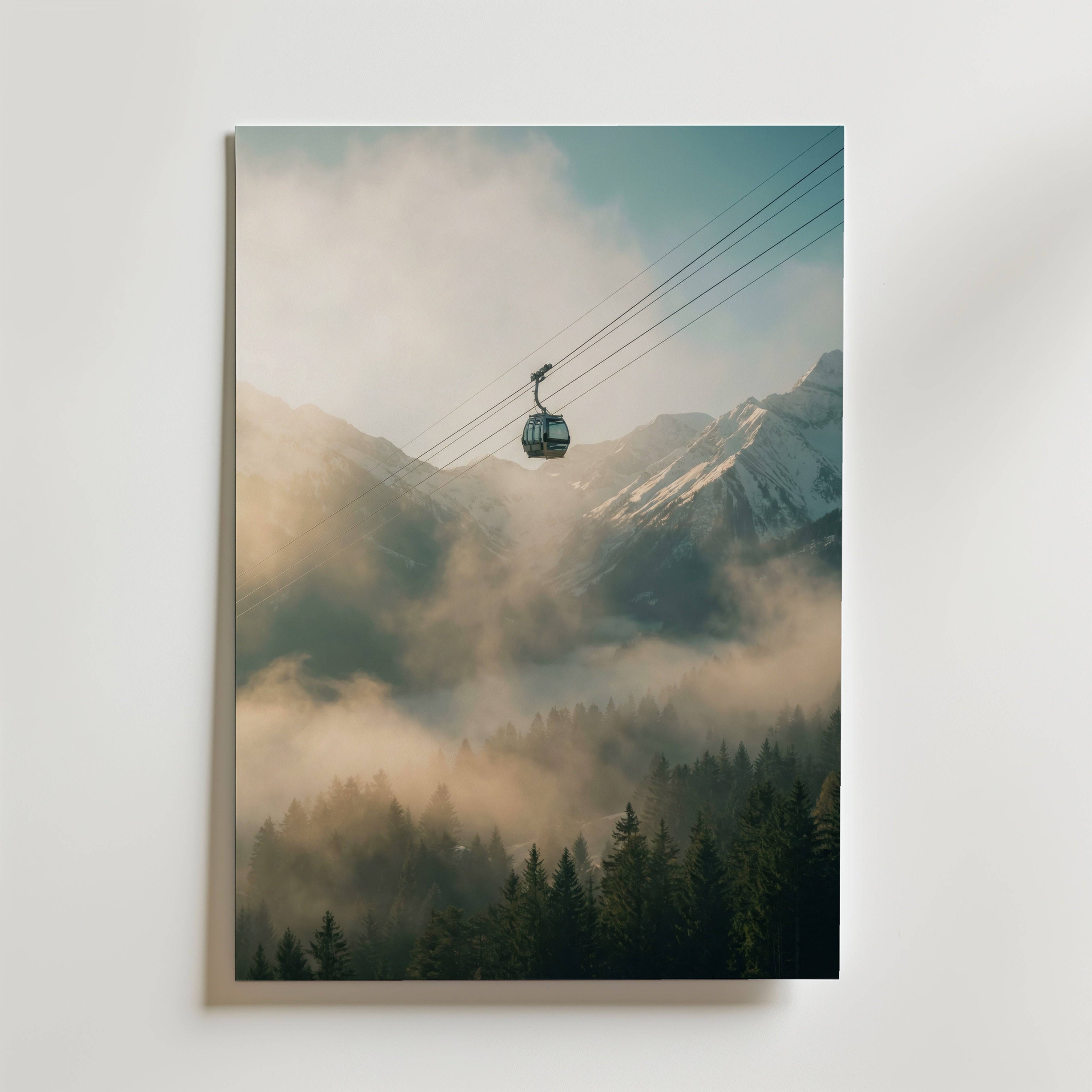 Alpine Mist Ascent Poster - Fine Art Poster 30x40 cm Utan passepartout