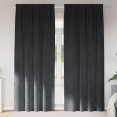 vidaXL Mörkläggande Gardiner med Top Tape 2 st Ljusgrå Sammet