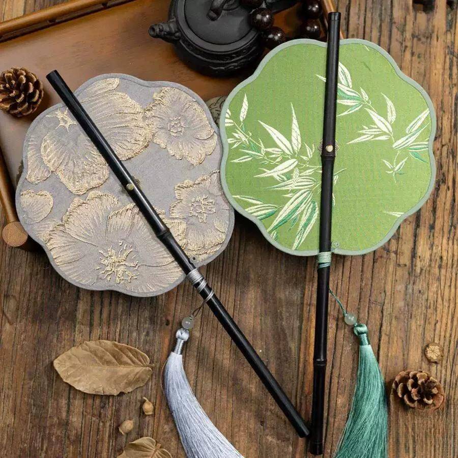 Ancient-Style Waist Fan, Foldable with Short Handle, Portable Folding Fan, Purple Bamboo, Imitation of Song Dynasty, Cultural Heritage, Wei and Jin cm
