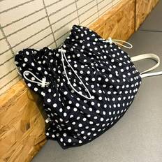 Back To School Fashion Drawstring Pocket Backpack, Large Capacity Foldable Travel Bag For Female College Students - Black