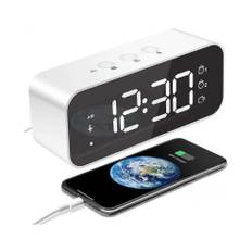Digital Alarm Clock, Digital Alarm Morning Mirror LED Large Screen with Snooze/2 Alarms, White