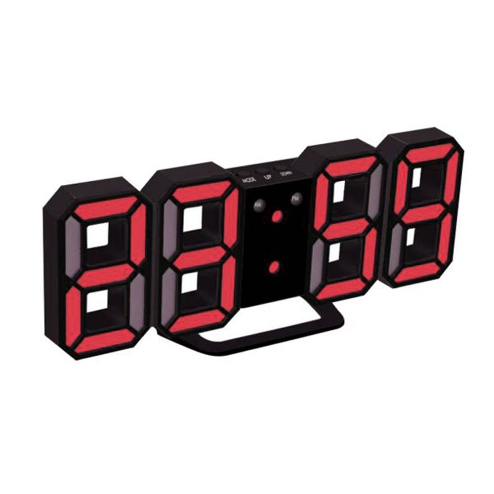 Digital Väggklocka 3D LED - Svart röd