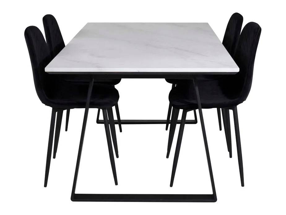 Venture Design Estelle & Polar spisegruppe Hvid/sort 4 st stole & borde 140 x 90 cm