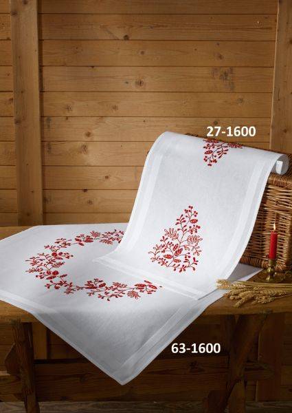 Påritad broderijul - jul i rött 27-1600 + 63-1600 Påritad broderijul-jul i rött 63-1600 Bordsduk