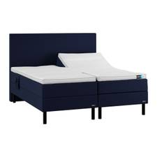 Temprakon boxelevationsseng inkl. sengeben (Blue, Sorte metal sengeben, B160 x L200 cm, Splittopmadras)