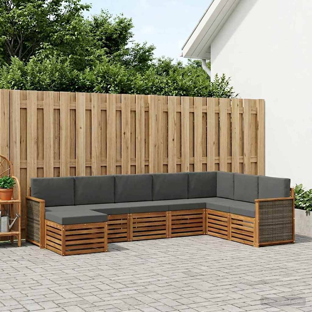 vidaXL Utomhussoffset 6 st Naturlig och Antracit