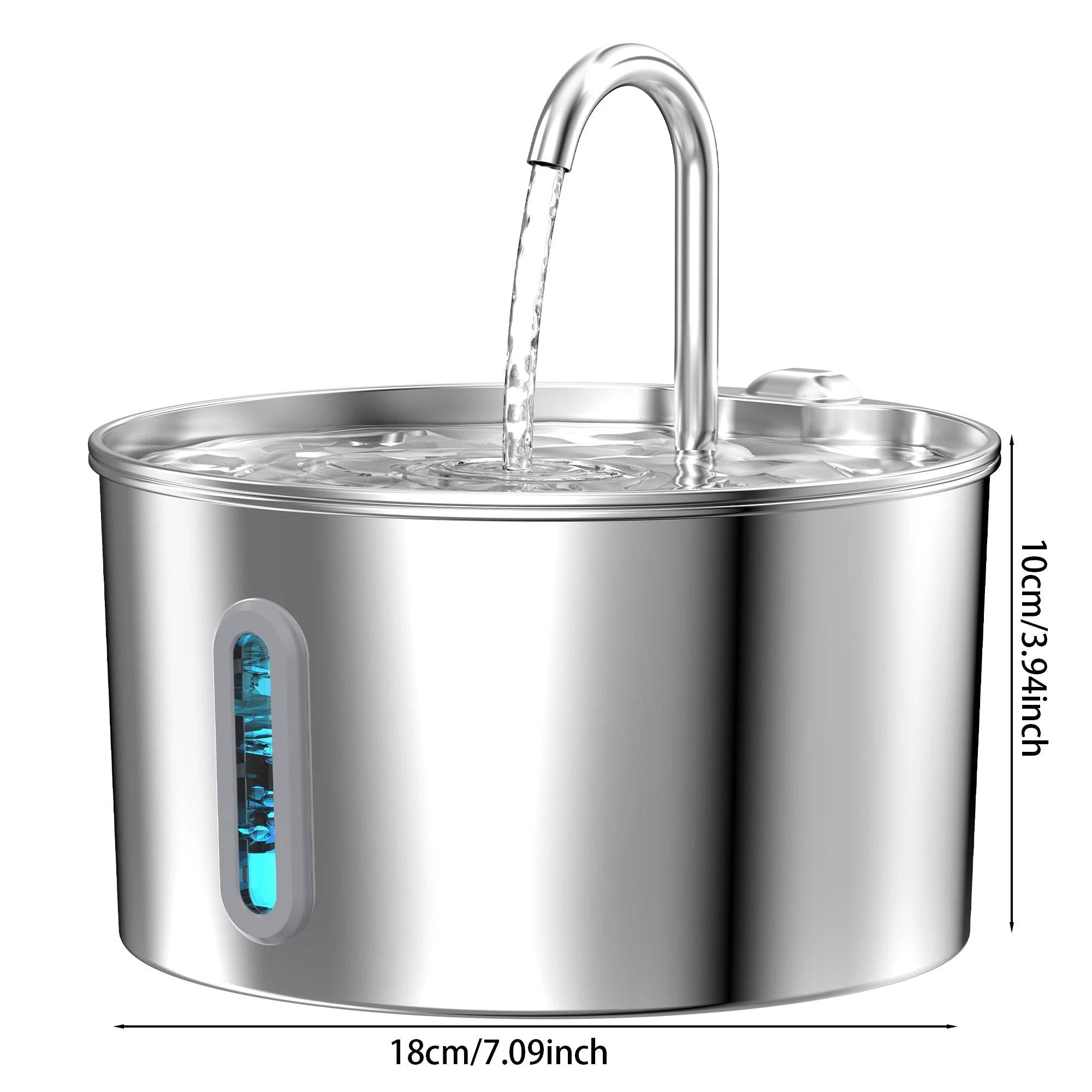 Stainless Steel Pet Water Fountain with Replacement Filter Options | Cat & Dog - Only Fountain