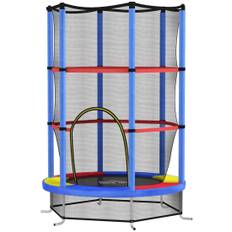 Børnetrampolin, Ø140 cm trampolin til børn med sikkerhedsnet, havetrampolin til 3-6 år børn, indendørs, farverig |