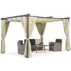 Beige pergola med gardiner La Palma 4x4 Garden Point