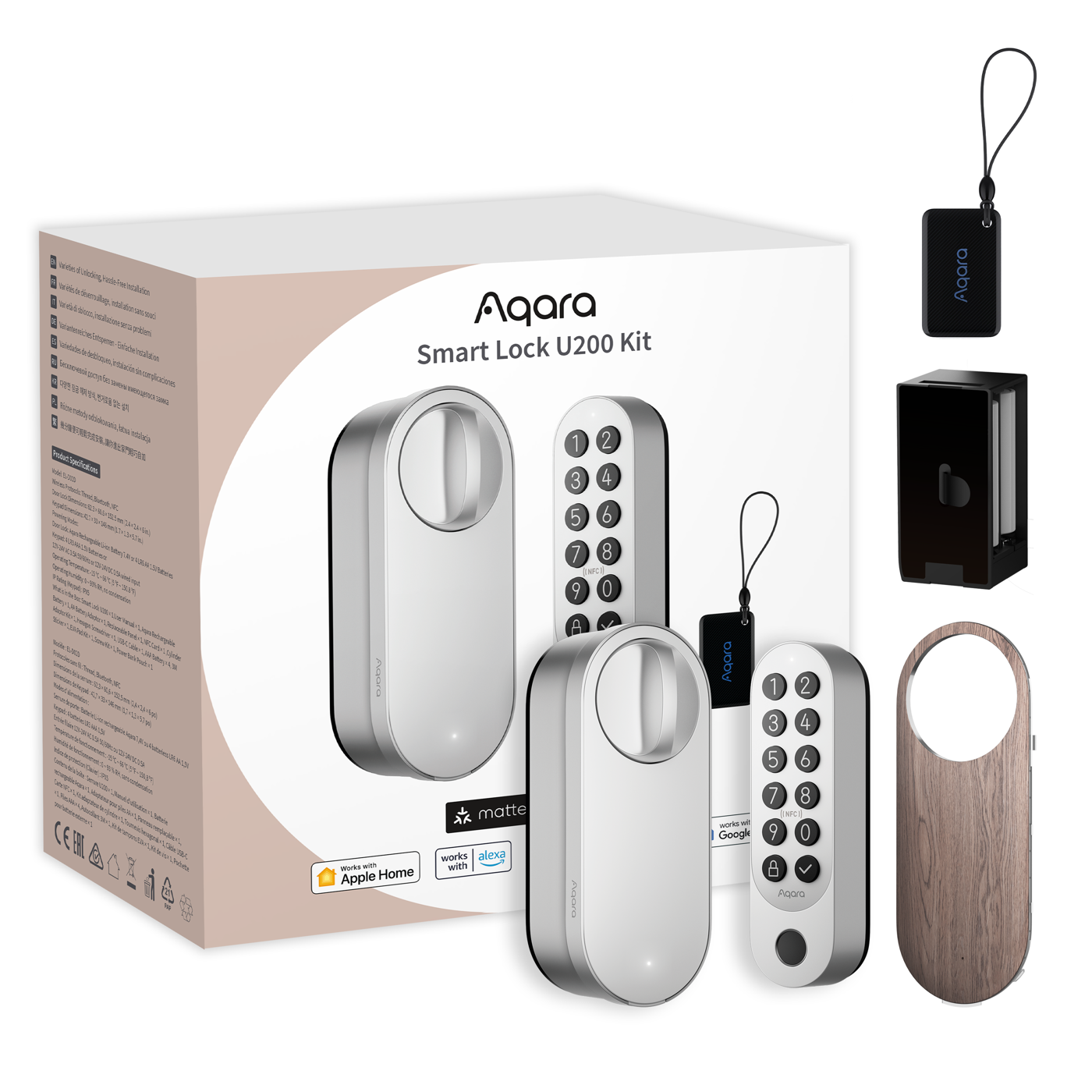 Aqara - Smart Lock U200 + Doorbell G4 + Hub M3 Silver - Bundle - Fri fragt og klar til levering - Prismatch