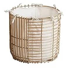 Tvättkorg Klädkorg Handvävd tvättkorg, Boho flätade korgar med handtag, förvaring av smutsiga kläder Tvättsamlare för Vardagsrum(38 * 38cm)