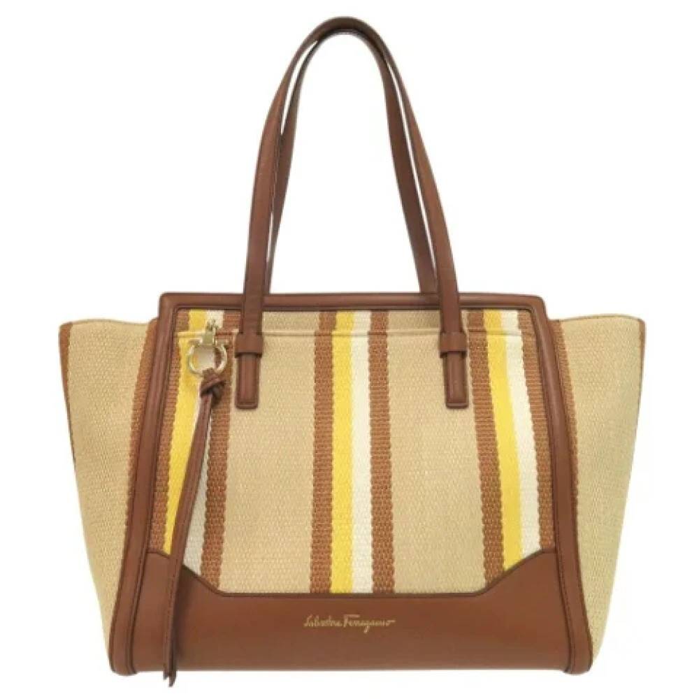 Salvatore Ferragamo Pre-owned Pre-owned Canvas totes - Vintage - Dame - Beige - ONE SIZE - Tyl